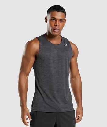 Gymshark Arrival Slim Marl Linnen Herr Svarta Svarta Grå | SE 4008KOR